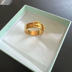 HERMES Gold Scarf Ring in Belt Buckle Style